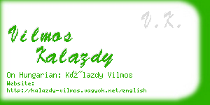 vilmos kalazdy business card